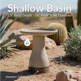 Sunnydaze 21" H Ceramic Bird Bath for Outside - Hand-Painted Outdoor Bird Bath Bowl, UV/Frost-Resistant Finish - Yam