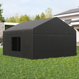 Petony Outdoor Dog Kennel Cover, Heavy Duty Oxford Dog Crate Cover with Waterproof Zippers, Transparent EVA & Mesh Panels, Windproof Dog Cage Cover for Outdoor Kennels(118" W x 118" D x 72.5" H)