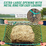 MIYABALA Square Bale Hay Nets for Horses, Premium PE Slow Feed Net with 1.6" Hole, Suitable for 36x18x18 to 45x25x17 Inches Hay Bales, Drawstring Closure for Easy Loading