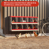 10-Hole Chicken Nesting Box, Rustproof Galvanized Steel Roll-Out Egg Collection with Vented Design, Laying Box for Hens, Poultry Coop Accessories for Egg Layers
