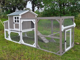 PetsCosset 95.3" L Portable Chicken Coop Tractor Hen House with Nesting Box,Chicken Coops Chicken House,2 Story Wooden Indoor Outdoor Poultry Cage for 3-5 Chicken with 6 Access,Pull-Out Tray,Grey