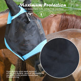 SMFUSMFU Horse Mask with Breathable Fine Mesh for UV Protection and Protect Horse's Face, Ears, and Eyes from Horseflies, Soft Mesh, Ensures Unrestricted Sight and Breathing(Blue, Medium)