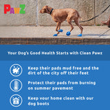 PawZ Rubber Dog Boots for Medium Paws - All-Weather Waterproof Dog Shoes, Anti-Slip Traction for Rain, Snow, Mud & Hot Pavement - Pull-On Dog Booties, Blue - Medium (2.5" - 3") - Pack of 24
