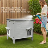 Plastic Insulated Outdoor Cat House Weatherproof for Feral Cat, Elevated Cat Shelter with Escape Door, Easy Assemble, Expansive Interior‌ Grey 22.0" L x 21.0" W x 16.0" H