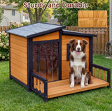 RUNSHED Insulated Outdoor Dog House for Small and Medium-Sized Dogs, Weatherproof Wooden Shelter with Elevated Floor & Ventilation, Easy Assembly (39.3” L x 37.5” W x 30” H)