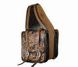 Hulara Full Grain Buffalo Leather Western Saddle Bag Tooled Horse Saddle Bag for Trail Riding Saddle Carrier Bag for Horses