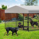 Large Outdoor Dog Kennel with Waterproof Cover, Large Dog House with Feeding Doors, Heavy Duty Dog Enclosures for Garden Backyard Courtyard（10×10×7FT）
