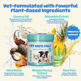 All-in-1 Dog Teeth Cleaning Wipes | Enzymatic Whitening + Micro Scrubbing Beads | Pet Dental Wipes & Finger Tooth Brushing Kit | Plant-Based Dental Care for Cats & Dogs (60 Count)
