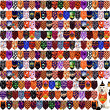 Newwiee 200 Pcs Halloween Dog Bandanas Bulk for Dogs Adjustable Triangle Bibs Scarf Halloween Pumpkin Bat Skull Ghost Spider Pet Costumes Scarf Holiday Accessories for Large Dog Puppy