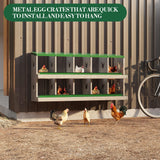 Garvee ‌Galvanized Steel Chicken Nesting Box with Roll Out Egg Tray - 10 Hole, Rustproof & Ventilated Laying Boxes for Hens, Chickens, Ducks | Easy-Clean Poultry Coop Accessories, Green