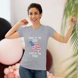 Women’s Patriotic Dog T-Shirt – American Flag Dog Graphic Tee