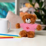 Plush Bear with Paw-Print Tee — Cute Gift for Kids & Pet Lovers