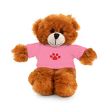Plush Bear with Paw-Print Tee — Cute Gift for Kids & Pet Lovers