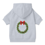 Pet Hoodie with Christmas Wreath and Red Bow