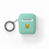 Cat Face AirPods Case — Cute Yellow Cat Keyring Cover for AirPods & AirPods Pro