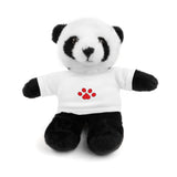 Plush Bear with Paw-Print Tee — Cute Gift for Kids & Pet Lovers