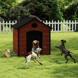 EHHLY Extra Large Dog House Outdoor, Waterproof Dog Houses with Elevated Floor, Durable Resin Plastic, Dog House for Large Dog Outside(57Lx47Wx50H, Rustic Brown)