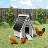 PawHut Chicken Coop for 2 Hens, Outdoor Wooden Chicken House with Removable Nesting Box & Roosting Bar, Tray, Ramp, Poultry Cage Rabbit Hutch, 31" x 29" x 43", Grey