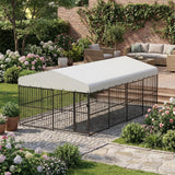 10 x 20 FT Large Outdoor Dog Kennel, Heavy Duty Outside Dog Kennel with Waterproof Cover Roof, Galvanized Metal Frame, Secure Lock, and Included Bowls for Backyard, Park, or Garden