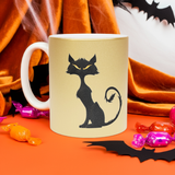 halloween black cat metallic mug
