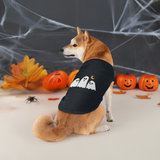 Matching halloween ghost print pet tank top and adult tshirt set