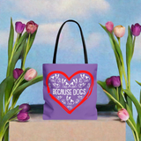 dog lovers tote bags front side