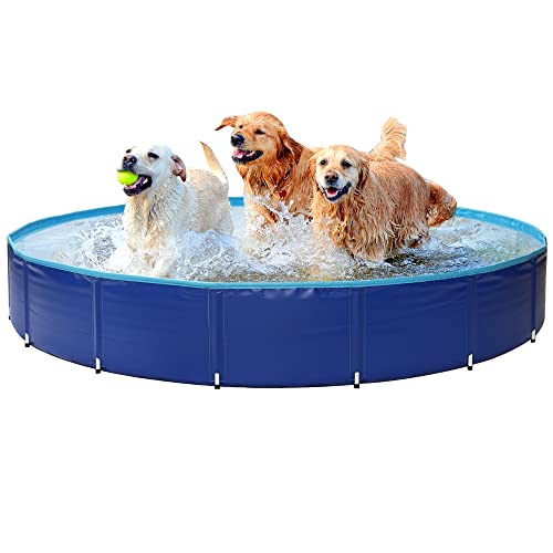 MINK Dog Pools for Large Dogs 63“x12,Durable Puncture-Resistant and Kiddie Pool Hard Plastic - The Dog Bathtub is Constructed with Super Durable 3 Layers Laminated PVC for Long Lasting (XXL-63“x12)