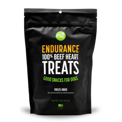 Get Joy Endurance 100% Beef Heart Freeze-Dried Dog Treats, 4 Ounce Bag, Single Ingredient, Beef, High Protein, Grain Free, Gluten Free, Made in USA