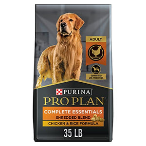 Purina Pro Plan High Protein Dog Food With Probiotics for Dogs, Shredded Blend Chicken & Rice Formula - 35 lb. Bag