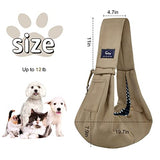 Pets Sling Carrier, Hands Free Reversible Breathable Cotton, Safe Travel Sling Bag Carriers for Dog Cat Puppy Pet (Kaki)
