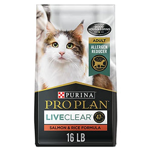 Purina Pro Plan Allergen Reducing, High Protein Cat Food, LIVECLEAR Salmon and Rice Formula - 16 lb. Bag