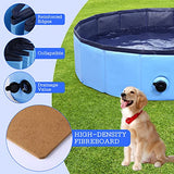 Eooqi Foldable Dog Bath Swimming Pool Plastic Kiddie Pool Portable Tub Collapsible Grooming Bathtub for Pets Kids Baby and Toddler, 32 x 8 Inches Blue