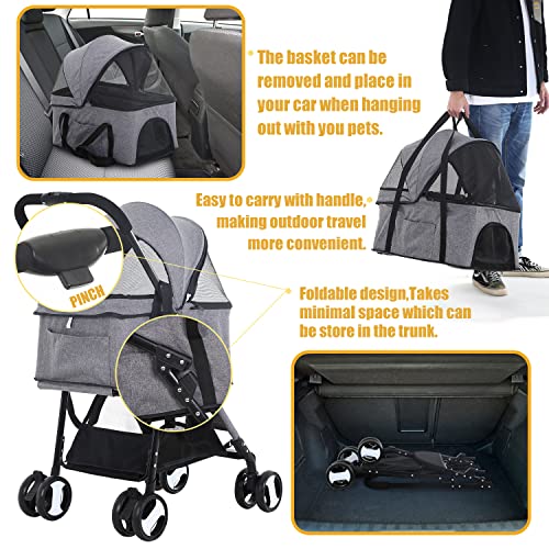 Dog Stroller 3-in-1 Folding Dog Stroller for Medium Small Dogs Pet Str – Dog  Pawshop