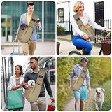 Pets Sling Carrier, Hands Free Reversible Breathable Cotton, Safe Travel Sling Bag Carriers for Dog Cat Puppy Pet (Kaki)