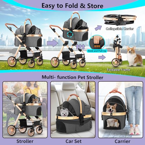 Ingborsa Pet Stroller, Dog Stroller for Medium Small Dog with Storage – Dog Pawshop