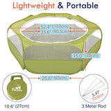 Pawaboo Small Animals Playpen, Waterproof Small Pet Cage Tent with Zippered Cover, Portable Outdoor Yard Fence with 3 Metal Rod for Kitten/Puppy/Guinea Pig/Rabbits/Hamster/Chinchillas, Green