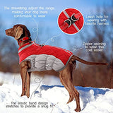 FUAMEY Dog Coat,Warm Dog Jacket Winter Coat Paded Dog Fleece Vest Reflective Dog Cold Weather Coats with Built in Harness Waterproof Windproof Dog Snow Jacket Clothes with Zipper Red Medium