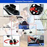 Pet Stroller 4 Wheels Posh Folding Waterproof Portable Travel Cat Dog Stroller with Cup Holder,Blue