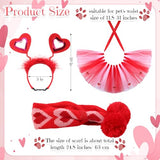 SilTriangle 3 Pieces Valentines Day Dog Costume Set Including Red Valentines Love Headband Valentines Dog Tutu Dress Cute PET Tutu Red Valentines PET Scarf for Medium Dogs Holiday Outfit Accessory