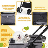 Dog Stroller 3-in-1 Folding Dog Stroller for Medium Small Dogs Pet Stroller Cat Stroller 4 Wheels with Detachable Carrier Storage Basket Waterproof Lightweight for Travel,Grey