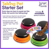 Hunger for Words Talking Pet Starter Set - 4 Piece Set Recordable Buttons for Dogs, Talking Dog Buttons, Teach Your Dog to Talk, Talking Pet, Dog Training Games, Dog Buttons for Communication