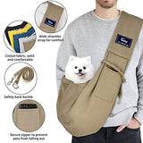 Pets Sling Carrier, Hands Free Reversible Breathable Cotton, Safe Travel Sling Bag Carriers for Dog Cat Puppy Pet (Kaki)