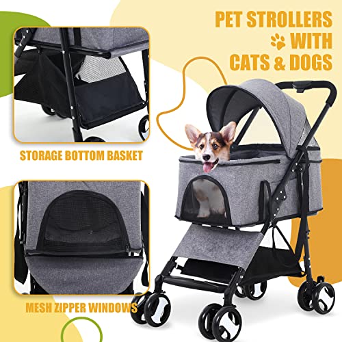 stroller for cats and dogs Dog Stroller 3-in-1 Folding Dog Stroller for Medium Small Dogs Pet Str – Dog  Pawshop