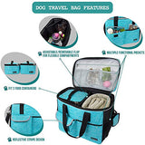 PetAmi Dog Travel Bag, Airline Approved Tote Organizer with Multi-Function Pockets, Food Container and Collapsible Bowl, Weekend Pet Supplies Travel Luggage Suitcase for Dog, Cat (Sea Blue, Large)