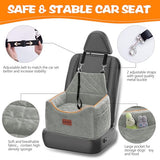 DAIIST Dog Car Seat for Small Dogs Memory Foam Dog Booster Seat, Anti-Slip and Washable Elevated Pet Car Seat for Small Medium Dogs 25lbs (Light Grey)