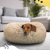 Best Friends by Sheri The Original Calming Donut Cat and Dog Bed in Shag Fur Taupe, Small 23x23