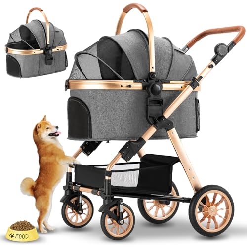 Ingborsa Pet Stroller, Dog Stroller for Medium Small Dog with Storage Basket Foldable Lightweight Dog Carrier can be Used