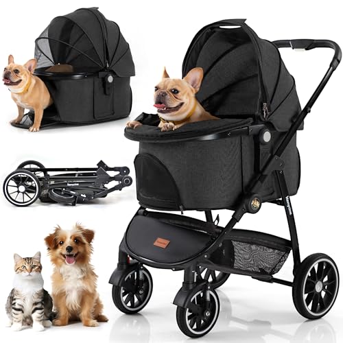 stroller for medium dogs Kenyone Pet Stroller 3 in 1 Dog Stroller for Medium Small Size Dogs, Large Cat Stroller with Detachable Carrier for Puppies, Doggies, Kitties, Bunnies
