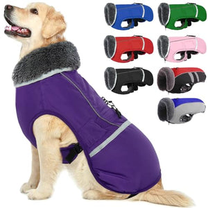 QBLEEV Warme reflecterende waterdichte hondenwinterjas met col, hondenkleding, koud weer, hondenvest met dikke fleecevoering, sneeuwpak, kerstvest voor honden, huisdierenoutfit voor kleine QBLEEV Warme reflecterende waterdichte hondenwinterjas met col, hondenkleding, koud weer, hondenvest met dikke fleecevoering, sneeuwpak, kerstvest voor honden, huisdierenoutfit voor kleine