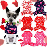 6 Pack Valentines Dog Pajamas Heart Pattern Dog Clothes Dog Costumes for Small Medium Large Puppy Dog Cat Valentines Party Cosplay (Medium)